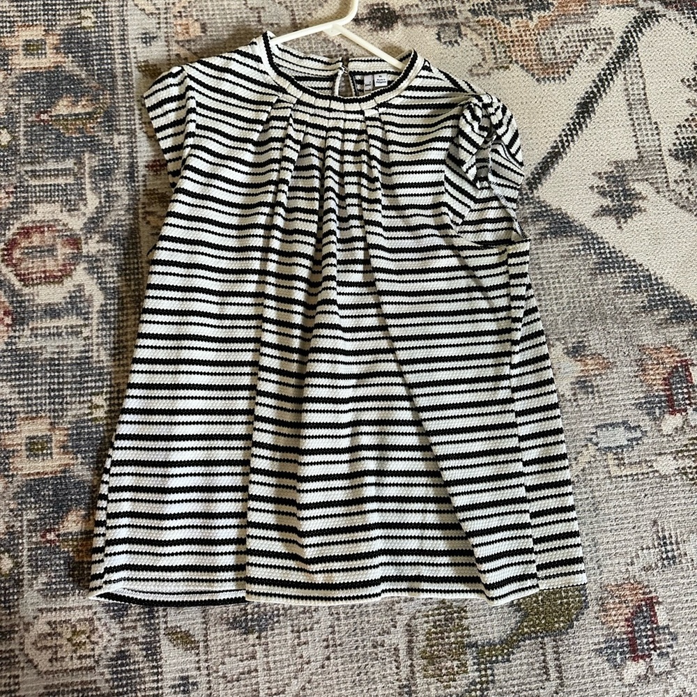 White and black striped top